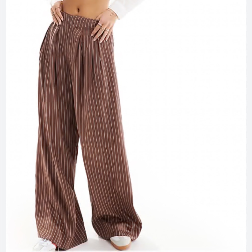 ASOS TALL Striped Wide Leg Pants Womens Sz 8 Lightweight Comfy Preppy Beachy